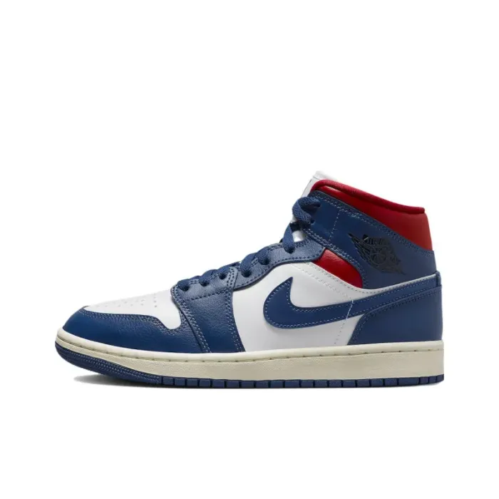 Jordan 1 Mid French Blue Gym Red 