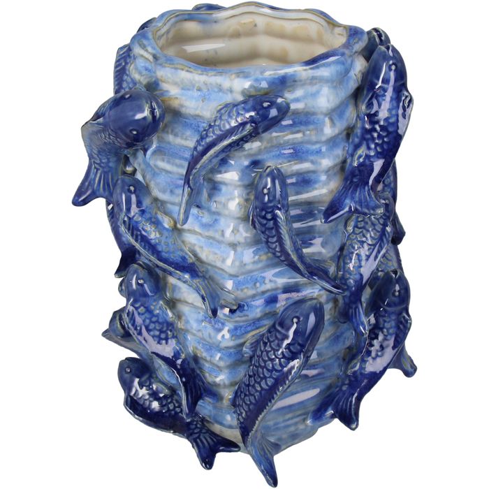  Шавар ургамлын сав / хөх загастай / 23x22.5x26cm