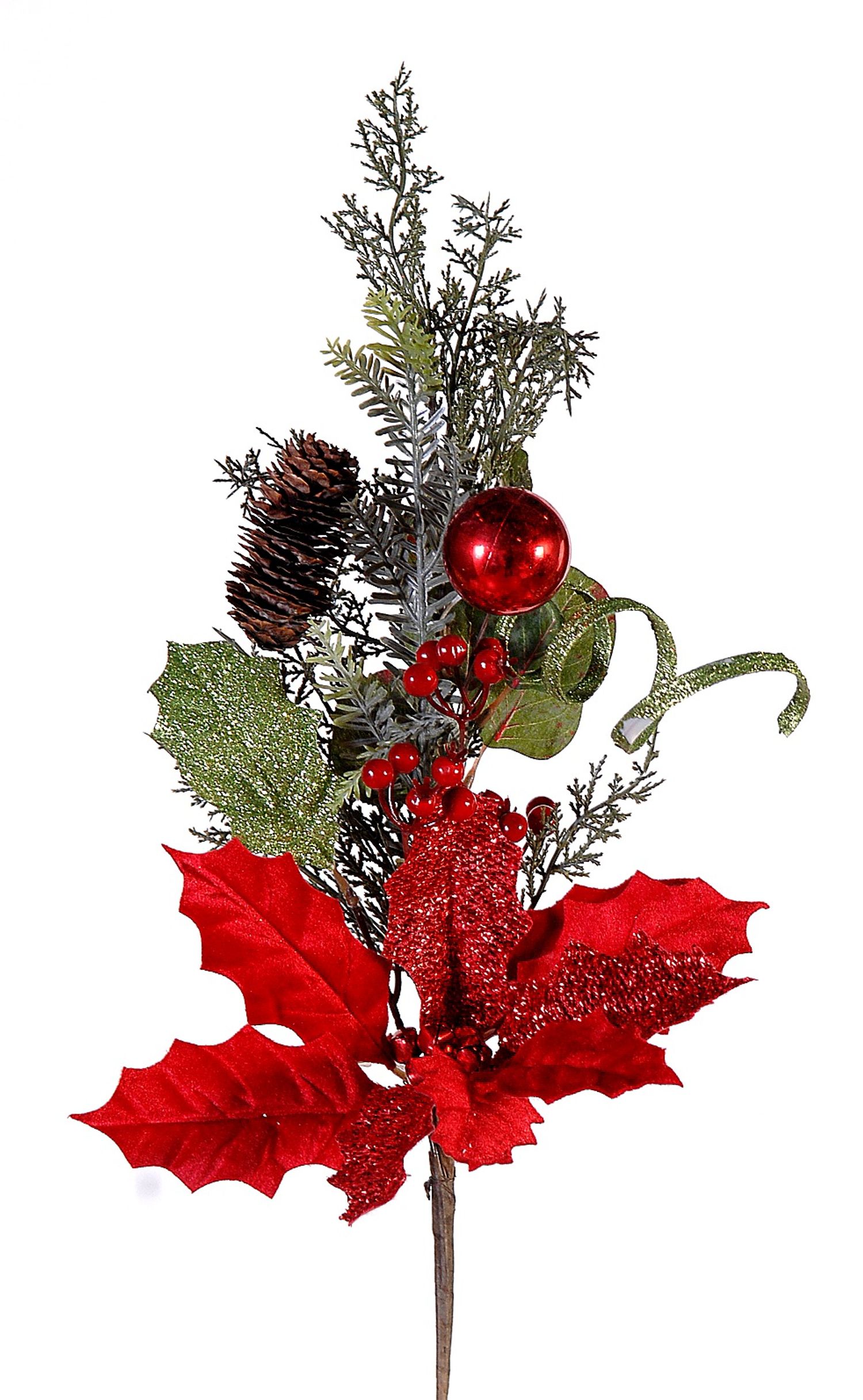 Green wreath w/red flowers & berries