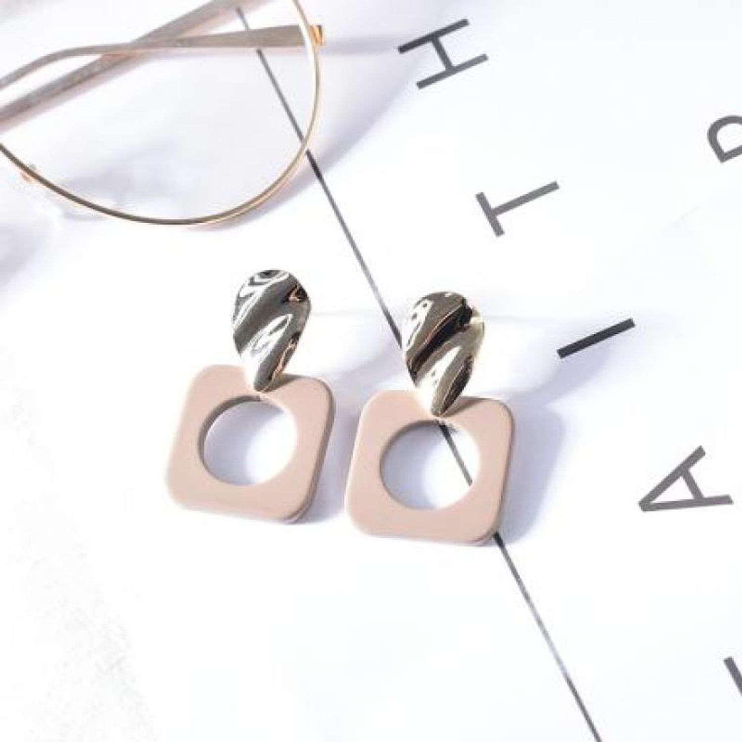 Stylish Hollowed-Out Square Dangle Earrings