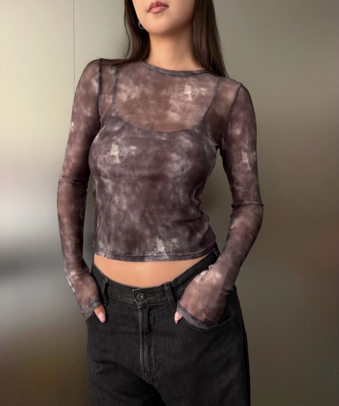 Mesh top/саарал/