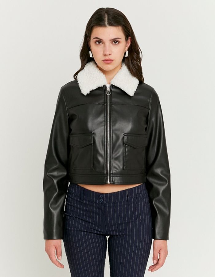 Black Jacket With Faux Fur Collar