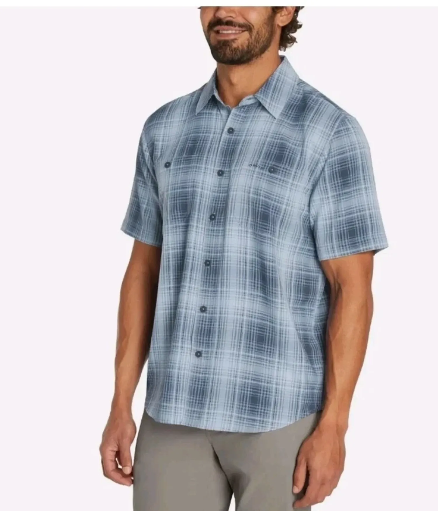 Orvis Men's Short Sleeve Woven Tech Shirt, Blue, Size S