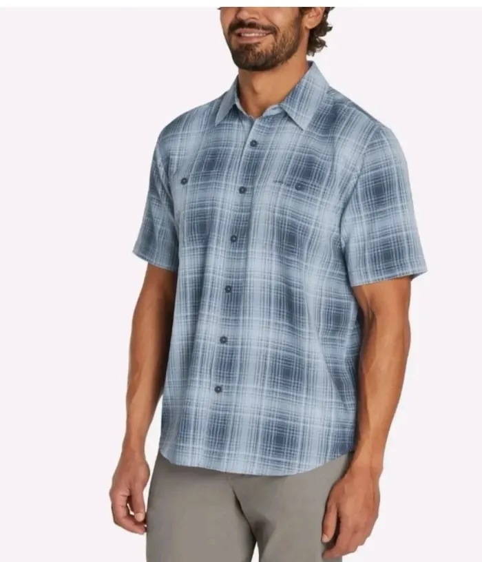 Orvis Men's Short Sleeve Woven Tech Shirt, Blue, Size S
