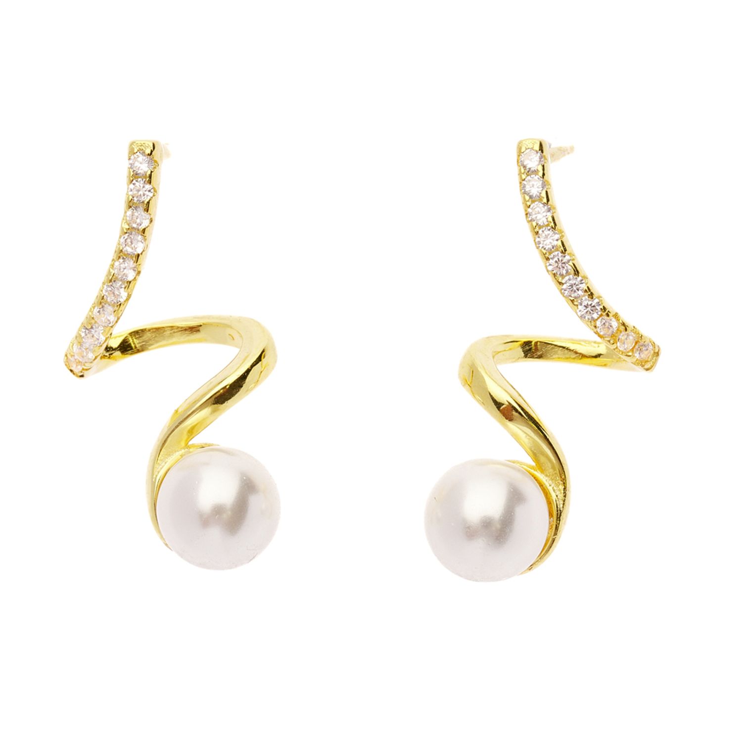 62277G Ээмэг Ivory 925AG GP CZ Pearl 