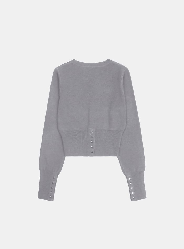 Pure Classic Button Up Round Cardigan - Gray