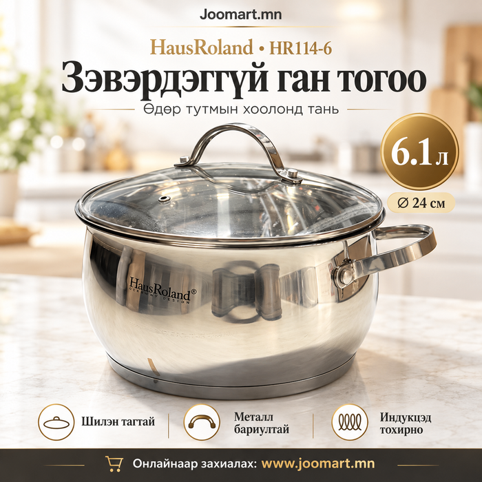 Тогоо, зэвэрдэггүй ган, HausRoland HR114-6, 6.1 л