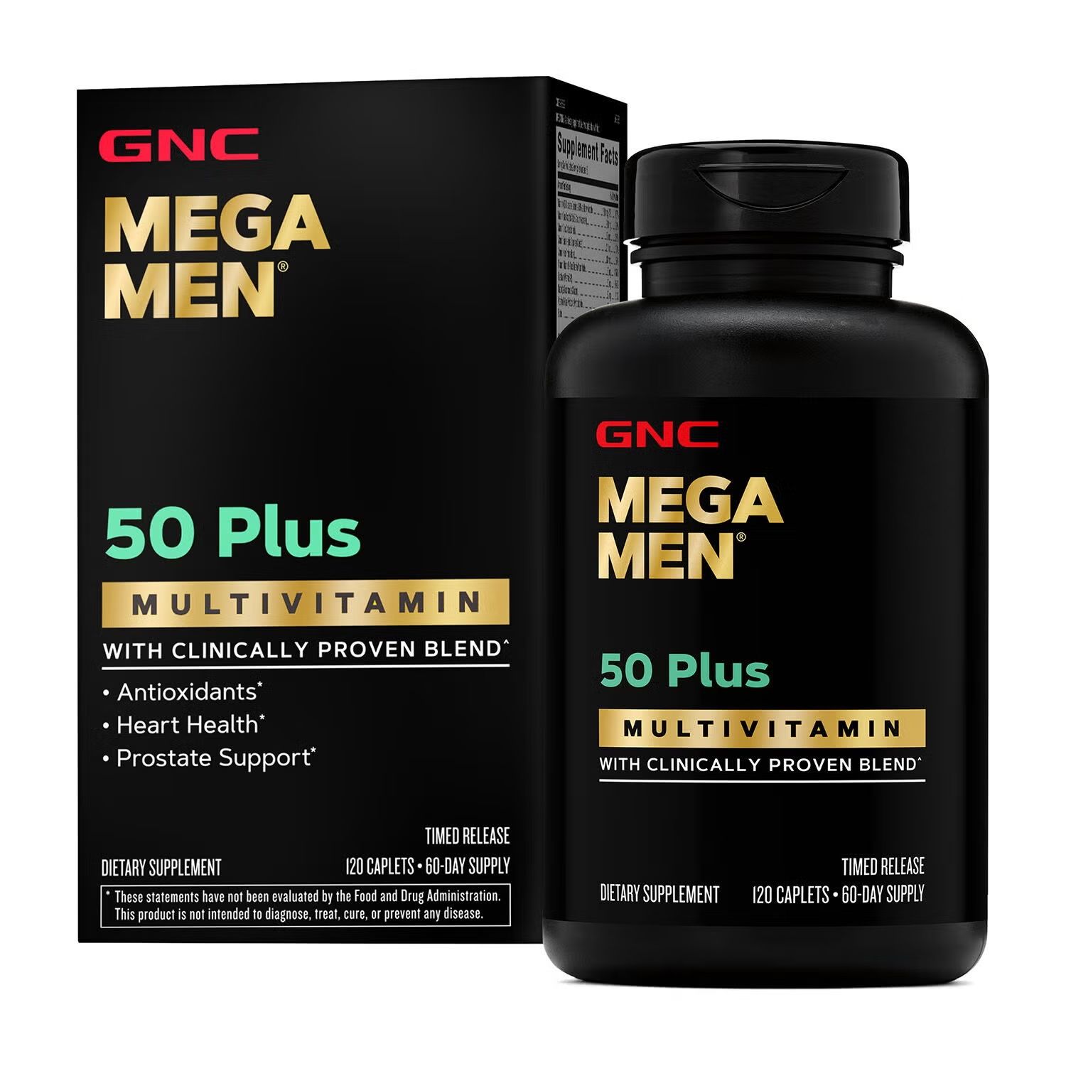 GNC Mega Men® 50 Plus Multivitamin - 120 Caplets (60 Servings)