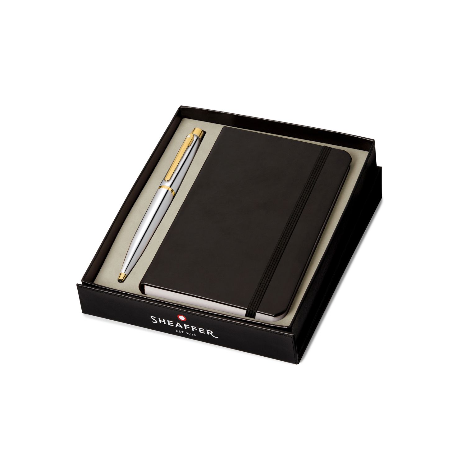 PEN SHEAFFER VFM  POLISHED CHROME WITH GOLD PLATED TRIMS BP WITH A6 NOTEBOOK