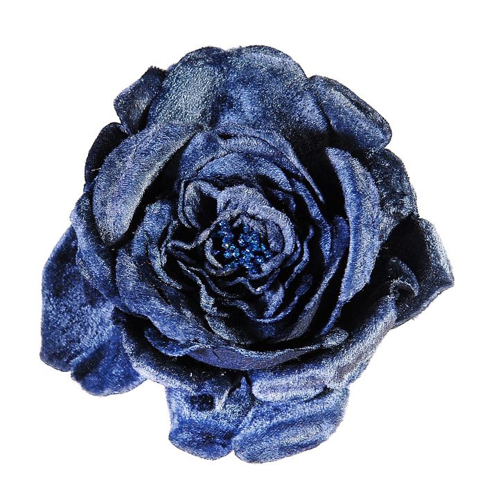 Blue rose flower w/clip