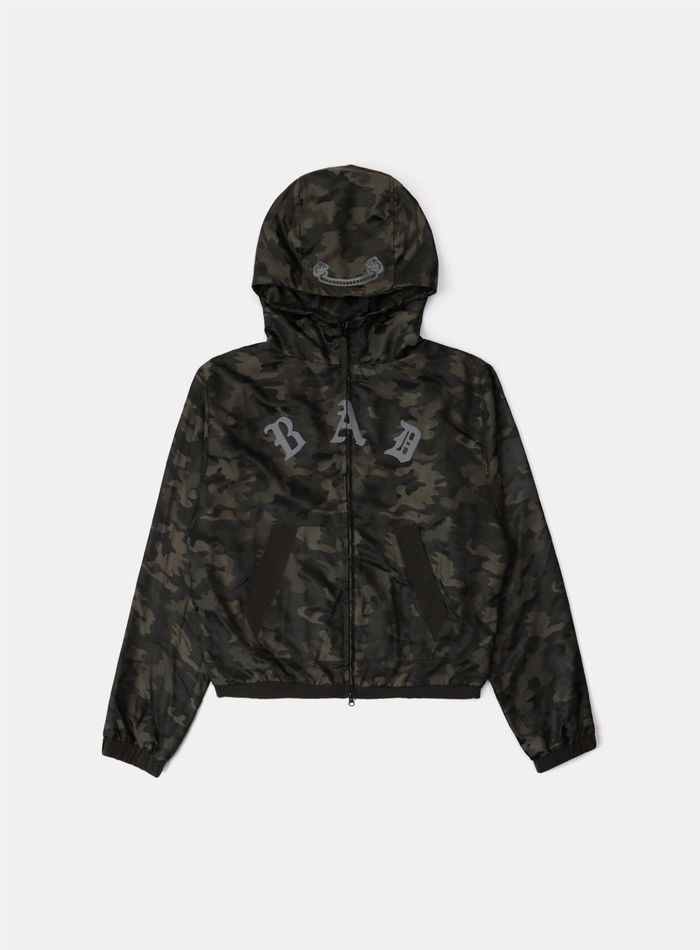 Mystic Nylon Reflective Hooded Zip-Up - Brown