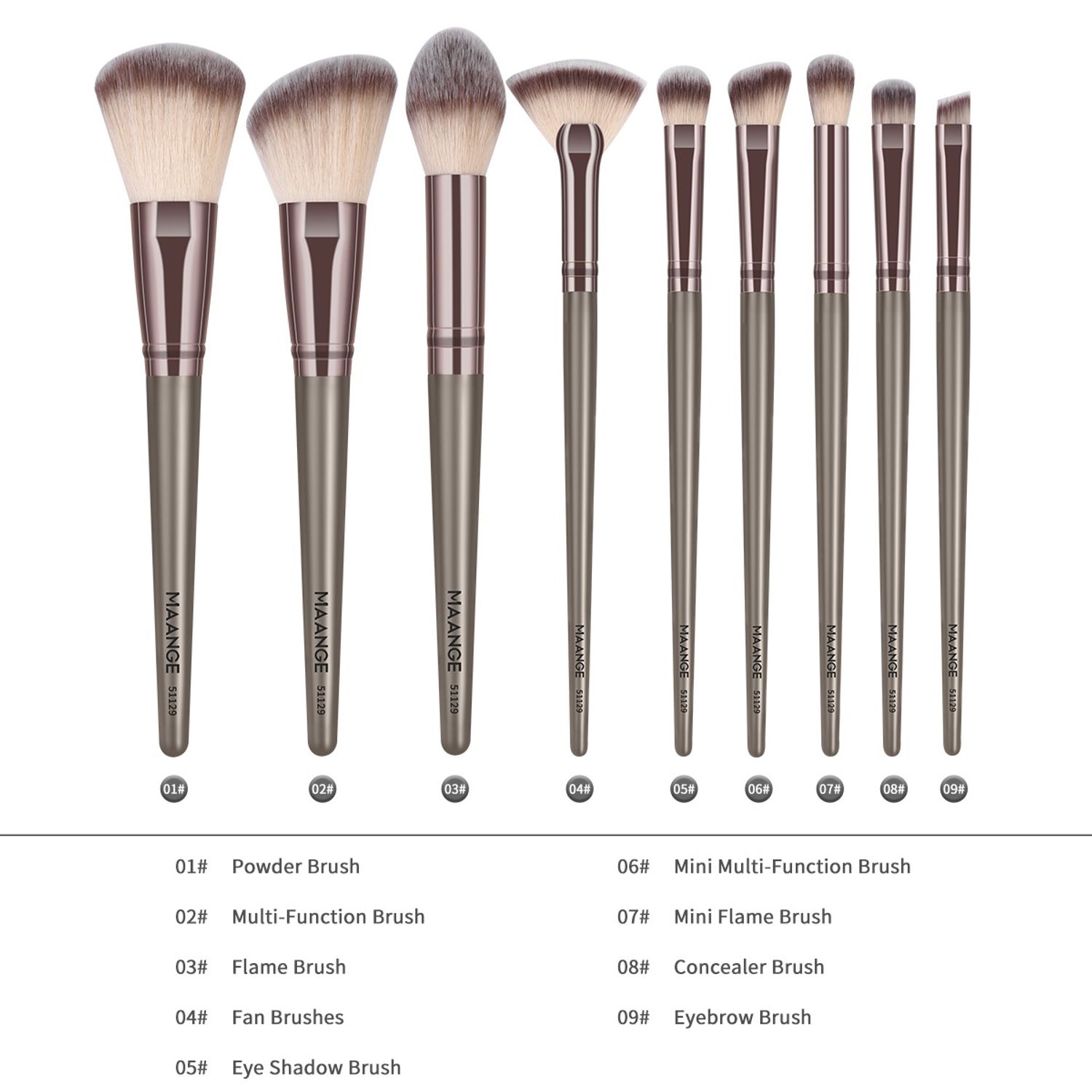 9pcs makeup brush- champagn