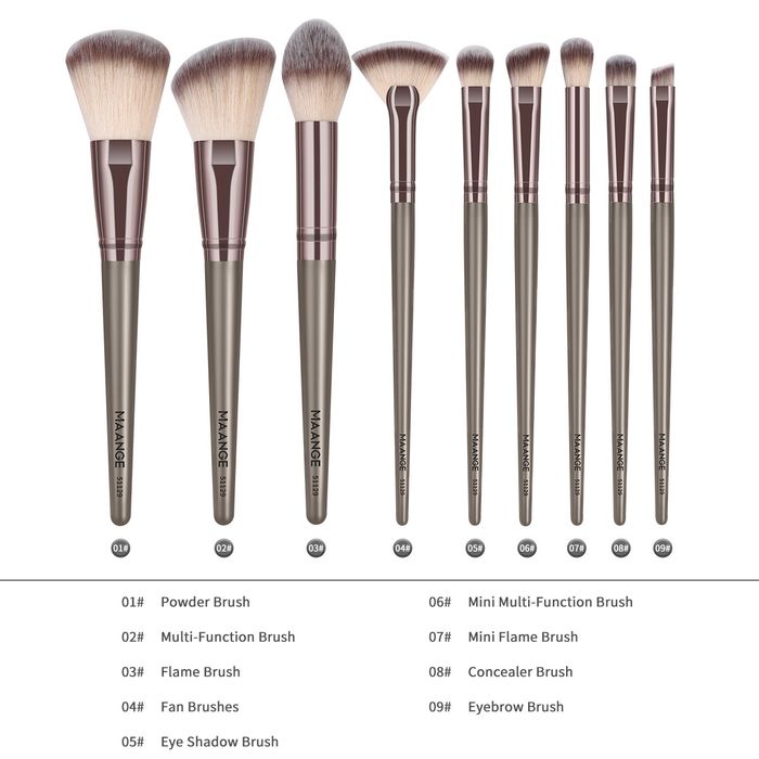 9pcs makeup brush- champagn