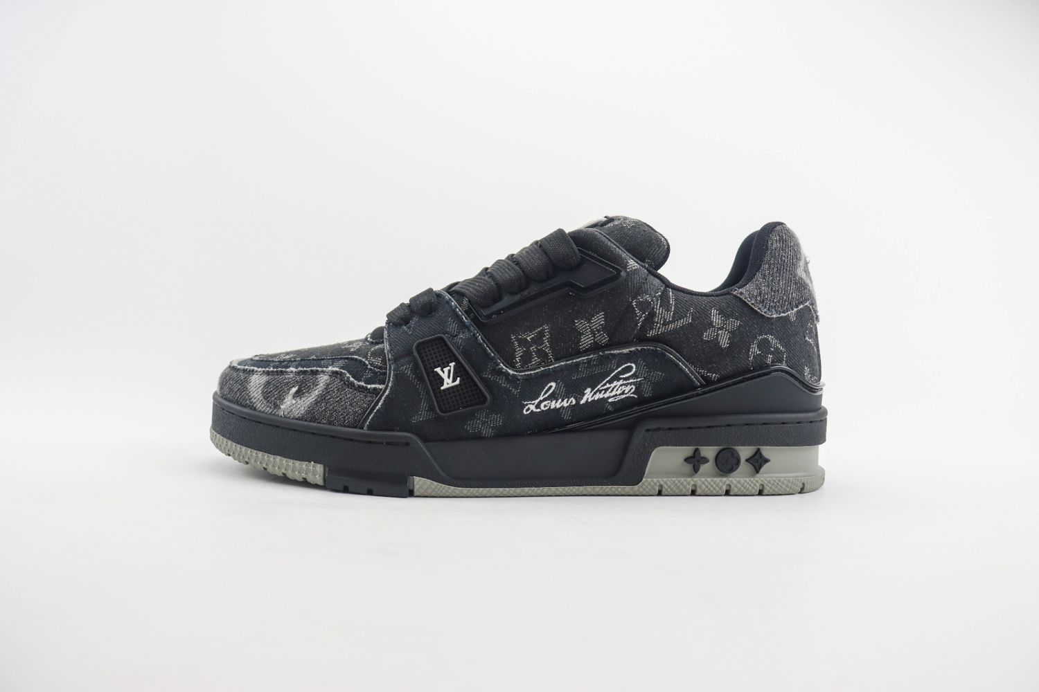 LOUIS VUITTON LV Trainer Sneakers 'Black Grey Denim Monogram'