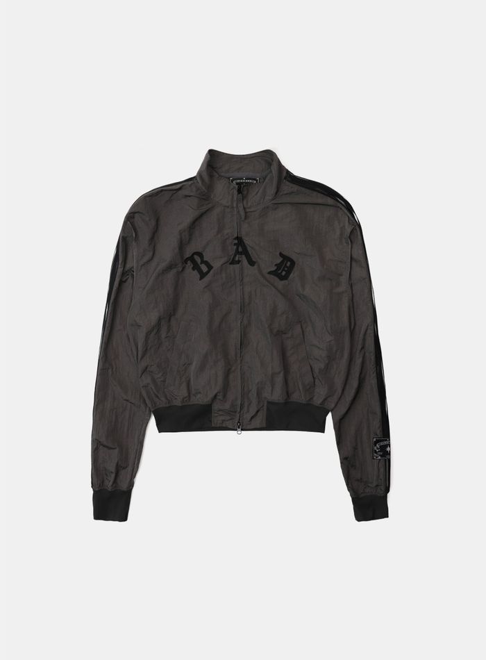Dark Billy Nylon Track Jacket - Charcoal Brown