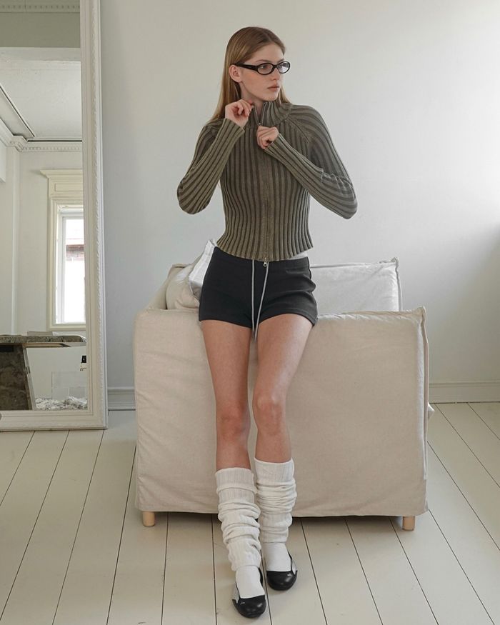 Renoi Two Way Golji Knit Zip-up