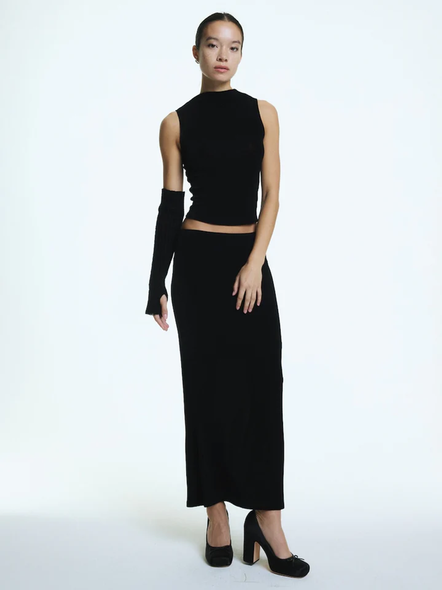 G BOX LONG SKIRT - BLACK