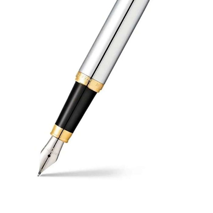 PEN SHEAFFER VFM E9422 POLISHED CHROME WITH GOLD PLATED TRIMS MEDIUM FP 