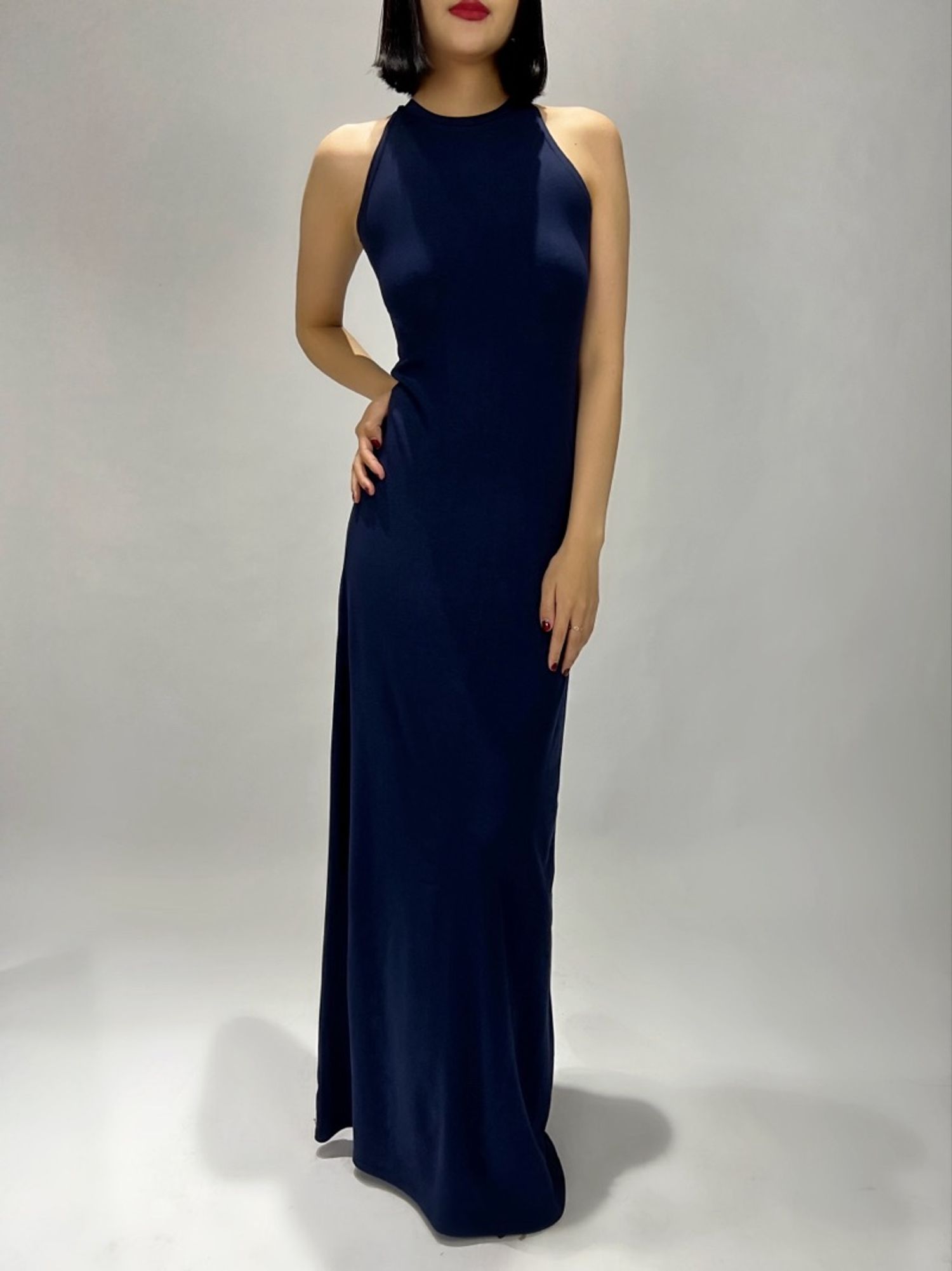 Halter neck maxi dress /хар хөх/