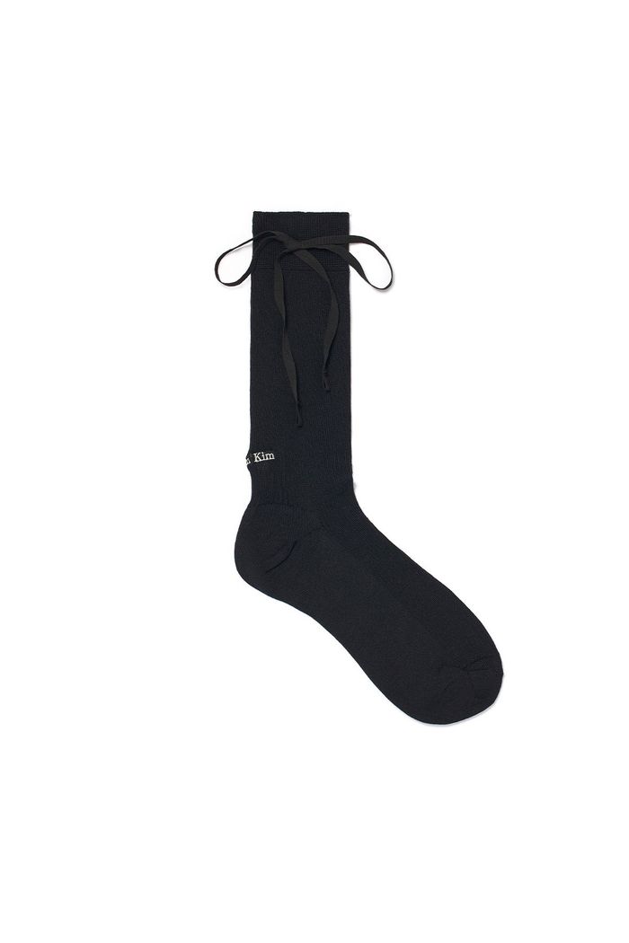 RIBBON POINT CREW SOCKS IN BLACK