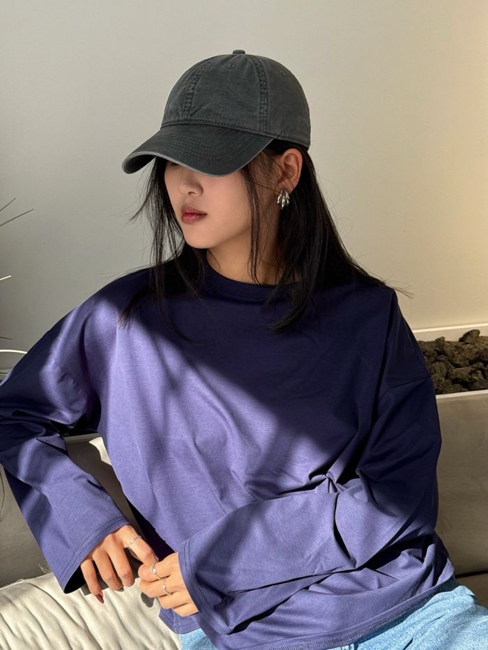 OVERSIZED BASIC TOP /navy blue/