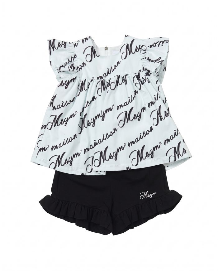 SET POPLIN TOP, JERSEY SHORT
