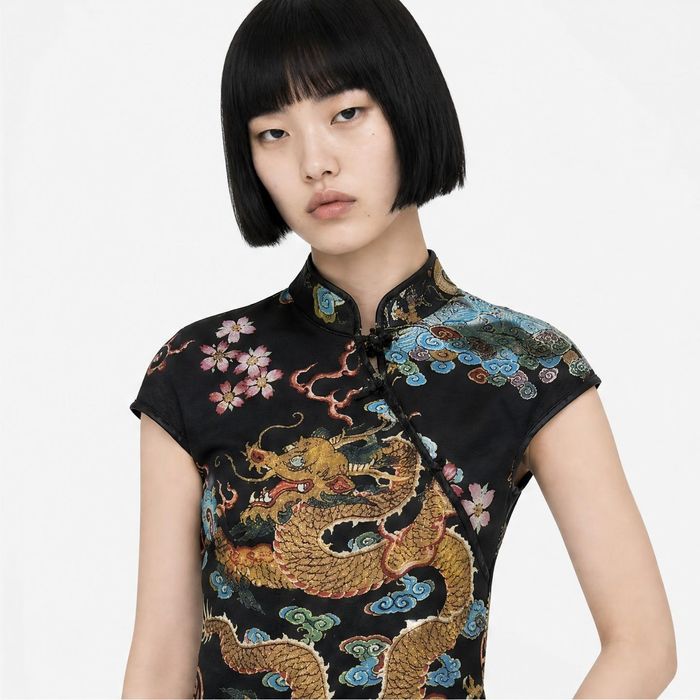 Golden Dragon Mandarin Collar Top