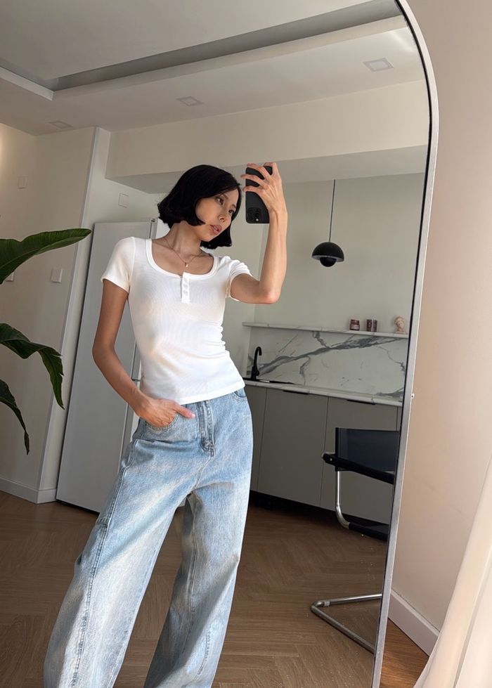Square Neck T-shirt /white/