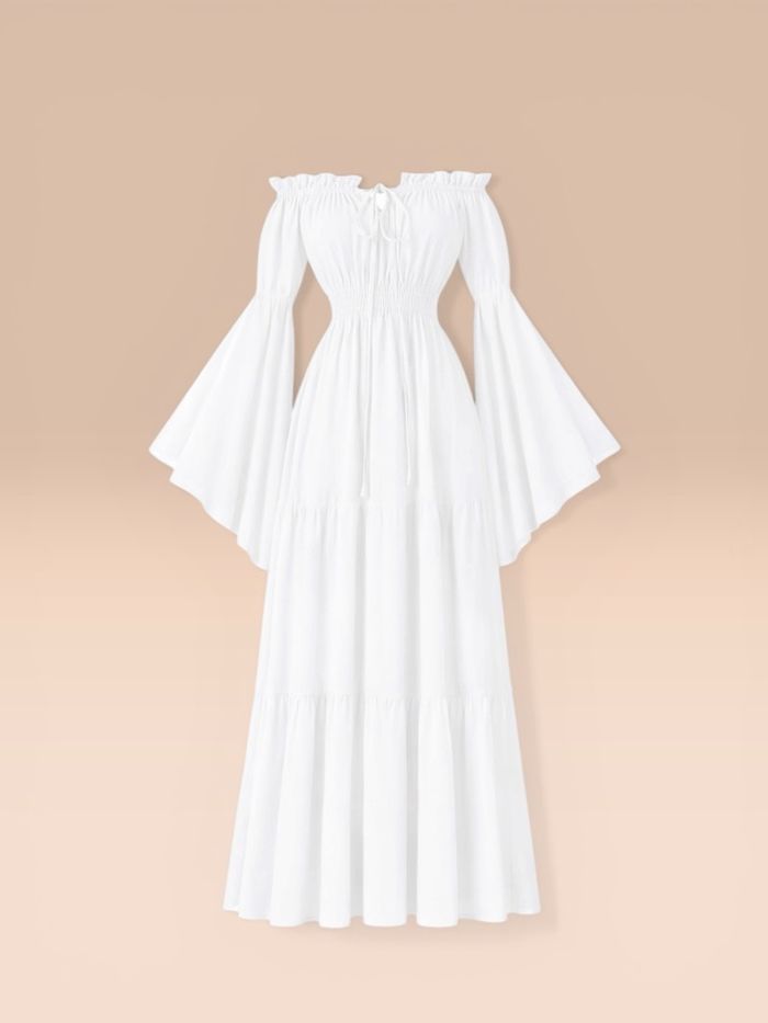 Мөр ил урт даашинз / цагаан / 