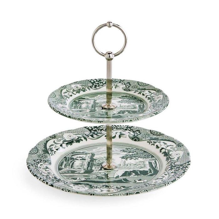 Spode Heritage Green Italian 2 Tier Cake Stand 27 x 20 cm