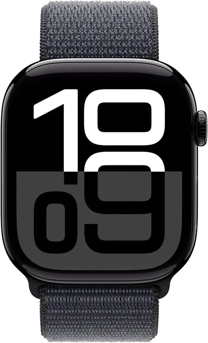 Apple Watch Series 10 GPS, 42mm, Jet Black Aluminium Case with Ink Sport Loop